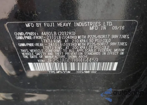 2017 Subaru Forester 2.5I Premium from USA, damaged, VIN JF2SJAGC7HH464459